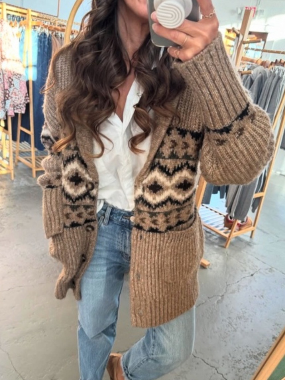 New Long Brown Cardigan Sweater Chunky Knit Coat Size Small Brand NEW
